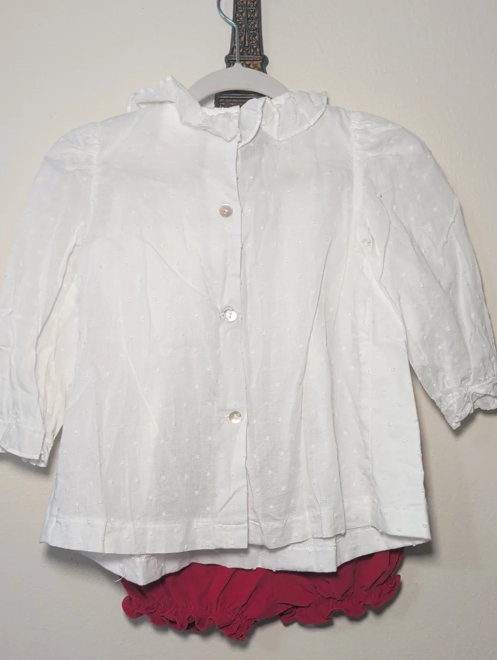 Shrimp & Grits Kids 100% Cotton Set White Button Down Red Corduroy Shorts 2T